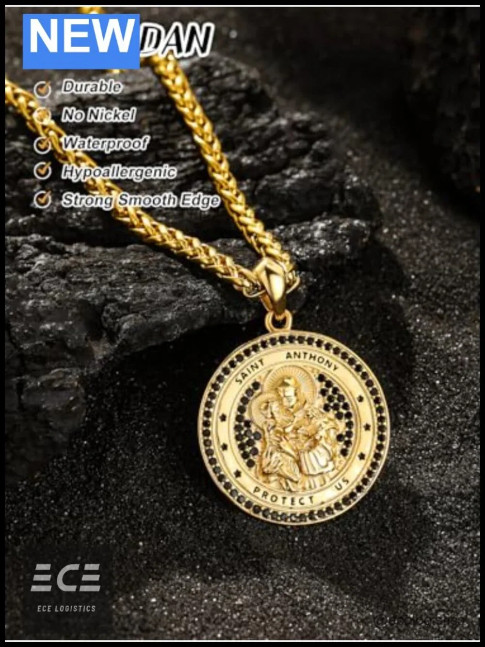 925 Sterling Silver Patron Saint Medal Necklace Adjustable 22in Protection